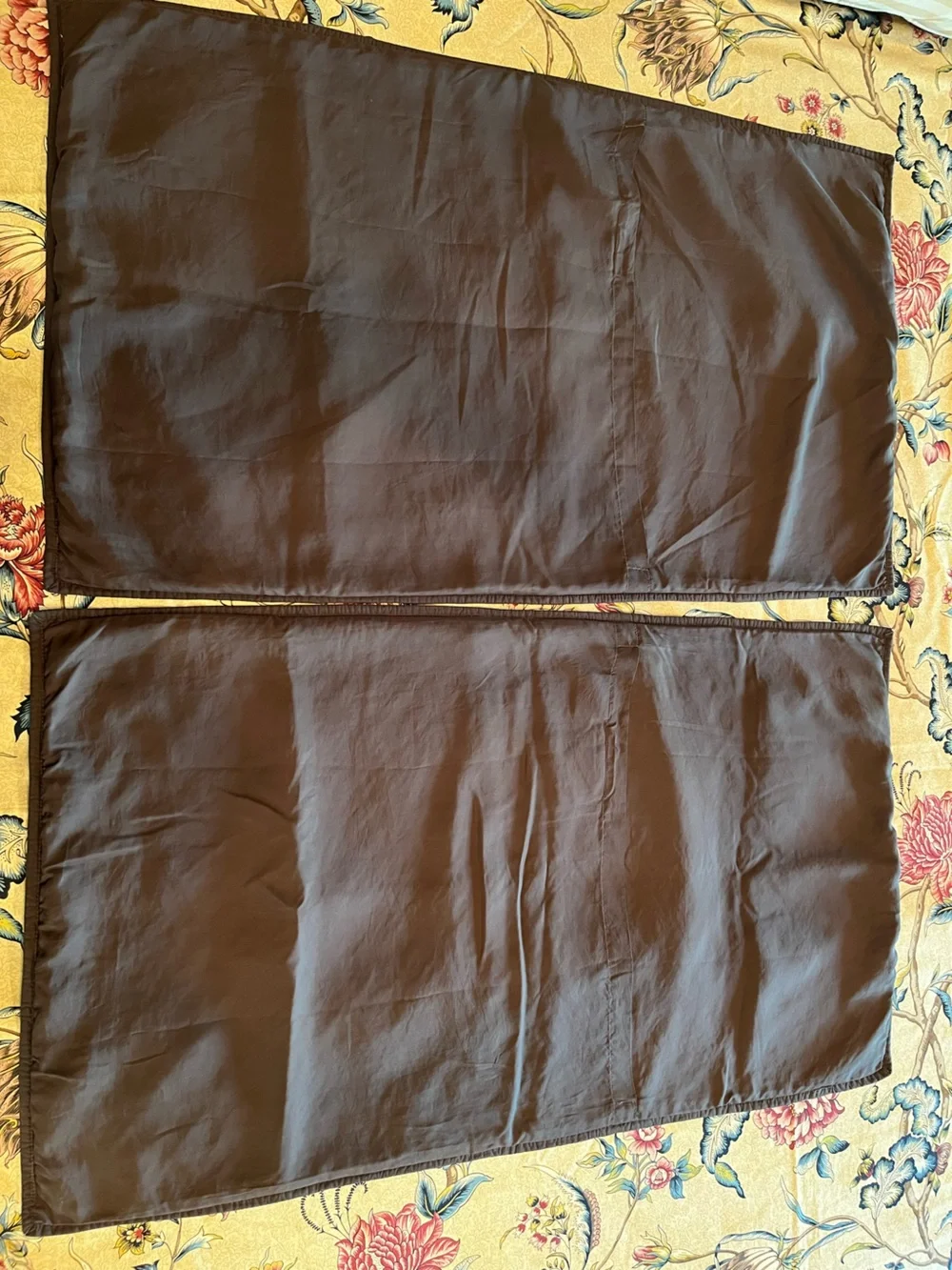 Restoration Hardware Quilted Silk Pillow Shams (2) King Curved Diamonds Rust Red
